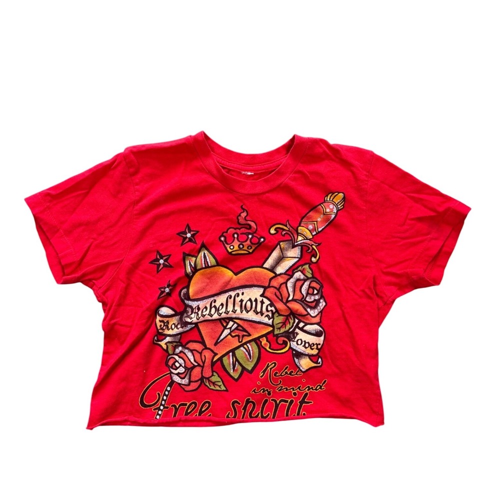 Y2K Rebellious Rock Lover Free Spirit Traditional Cropped Baby T Shirt
